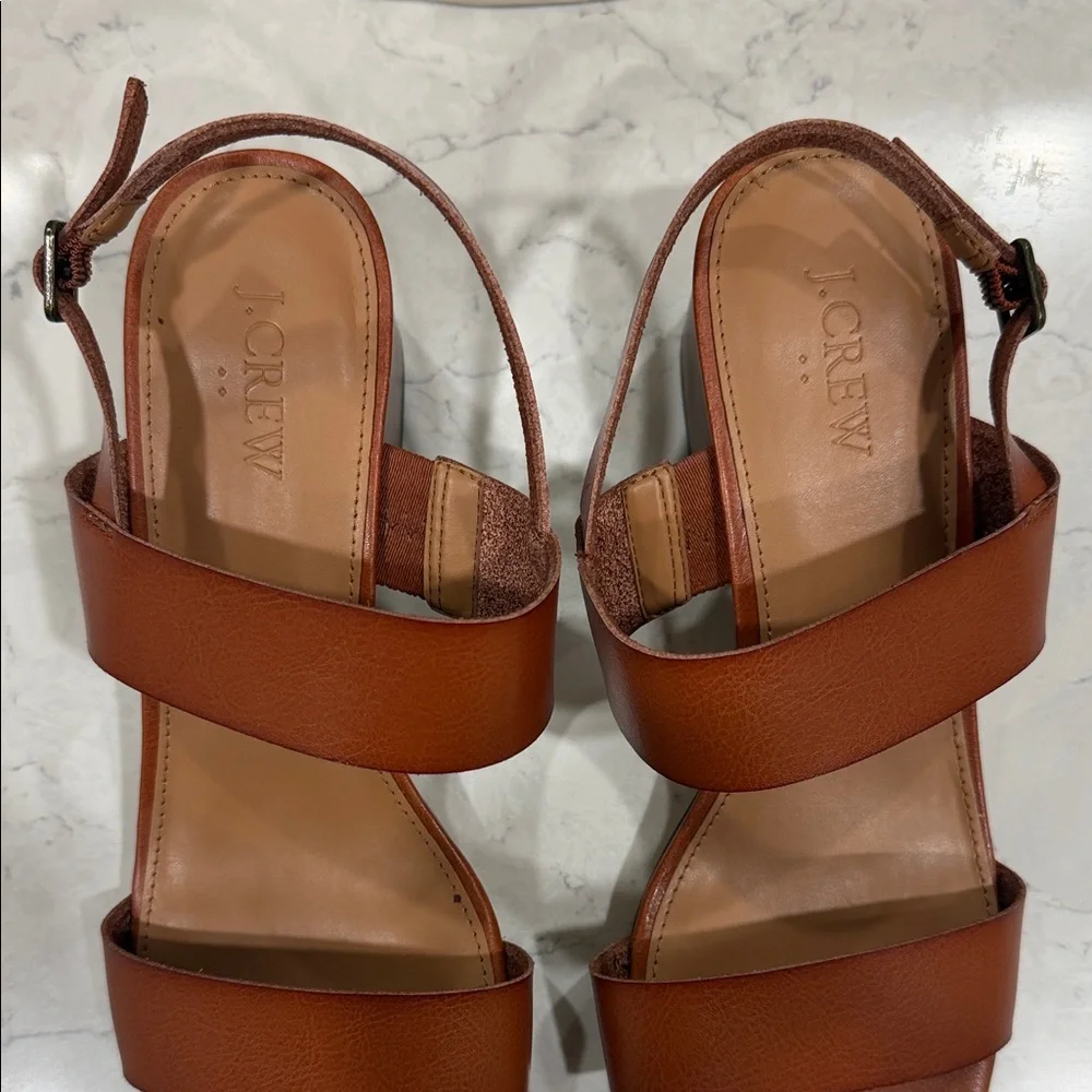 JCrew  Tan Leather Double-Strap Sandals size 9 - Picture 2 of 6